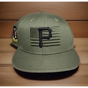 Pittsburgh Pirates Hat New Era 59FIFTY Fitted Armed Forces Day MLB 2023 Sz 7 5/8